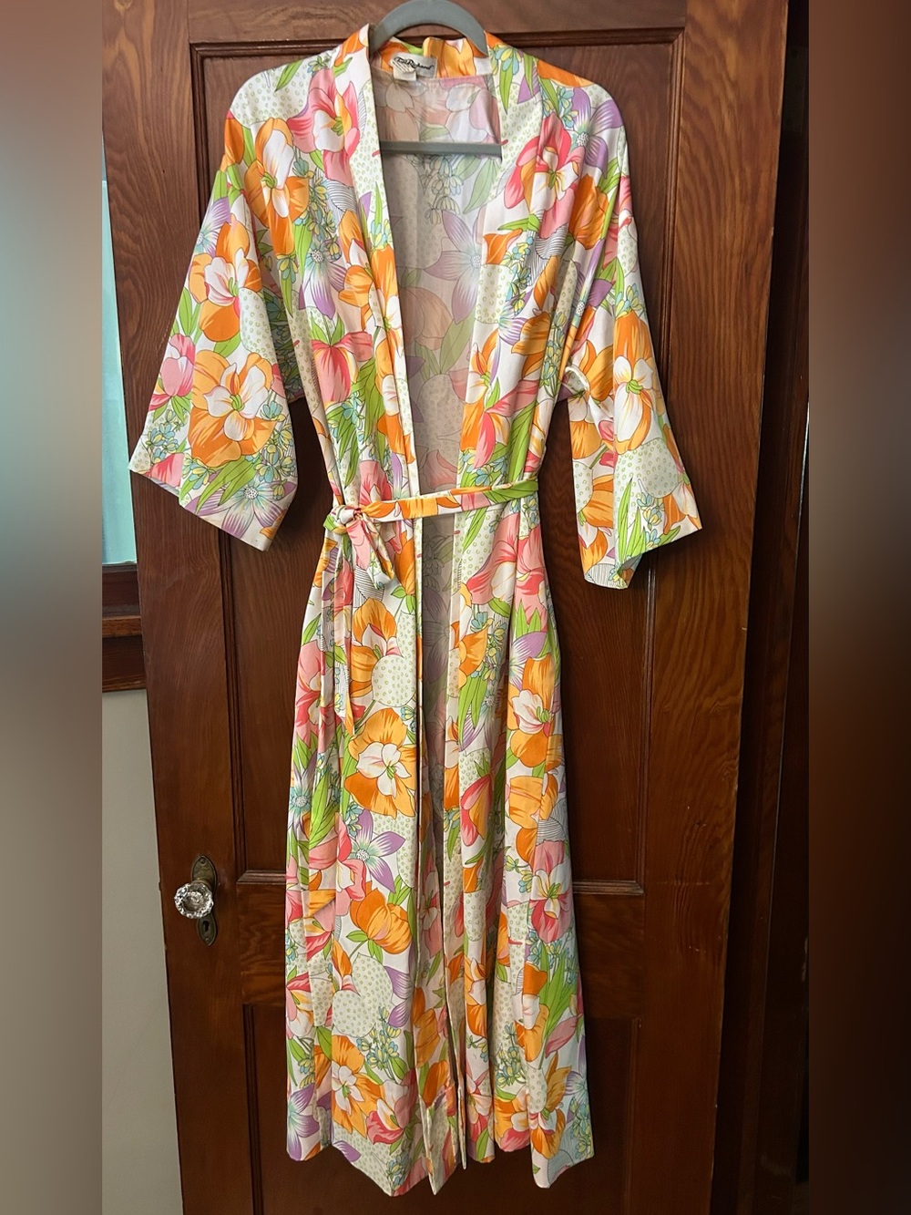 Vintage 1970's Tori Richards Floral Lounge Maxi Robe Large